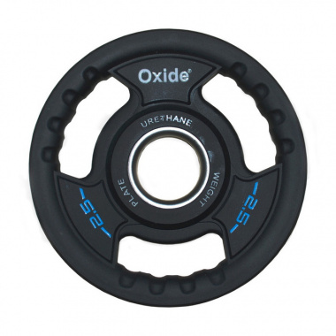 Черный с синими вставками полиуретановый олимпийский диск Oxide Fitness OWP02, 2,5 кг