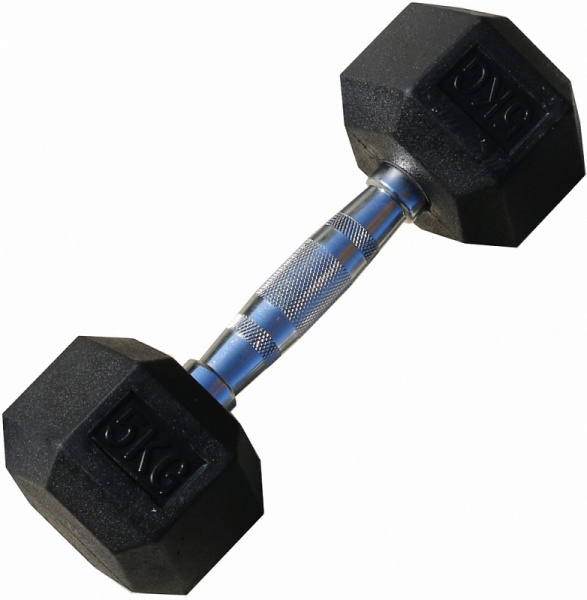 Гантель гексагональная обрезиненная PROFI-FIT 5 кг