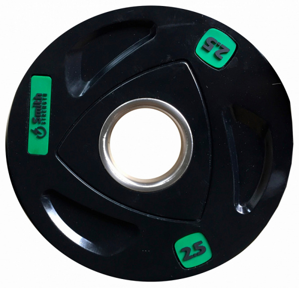 Диск для штанги Smith WP085-2,5 c 3-м хватом, обрезиненный, 2,5кг